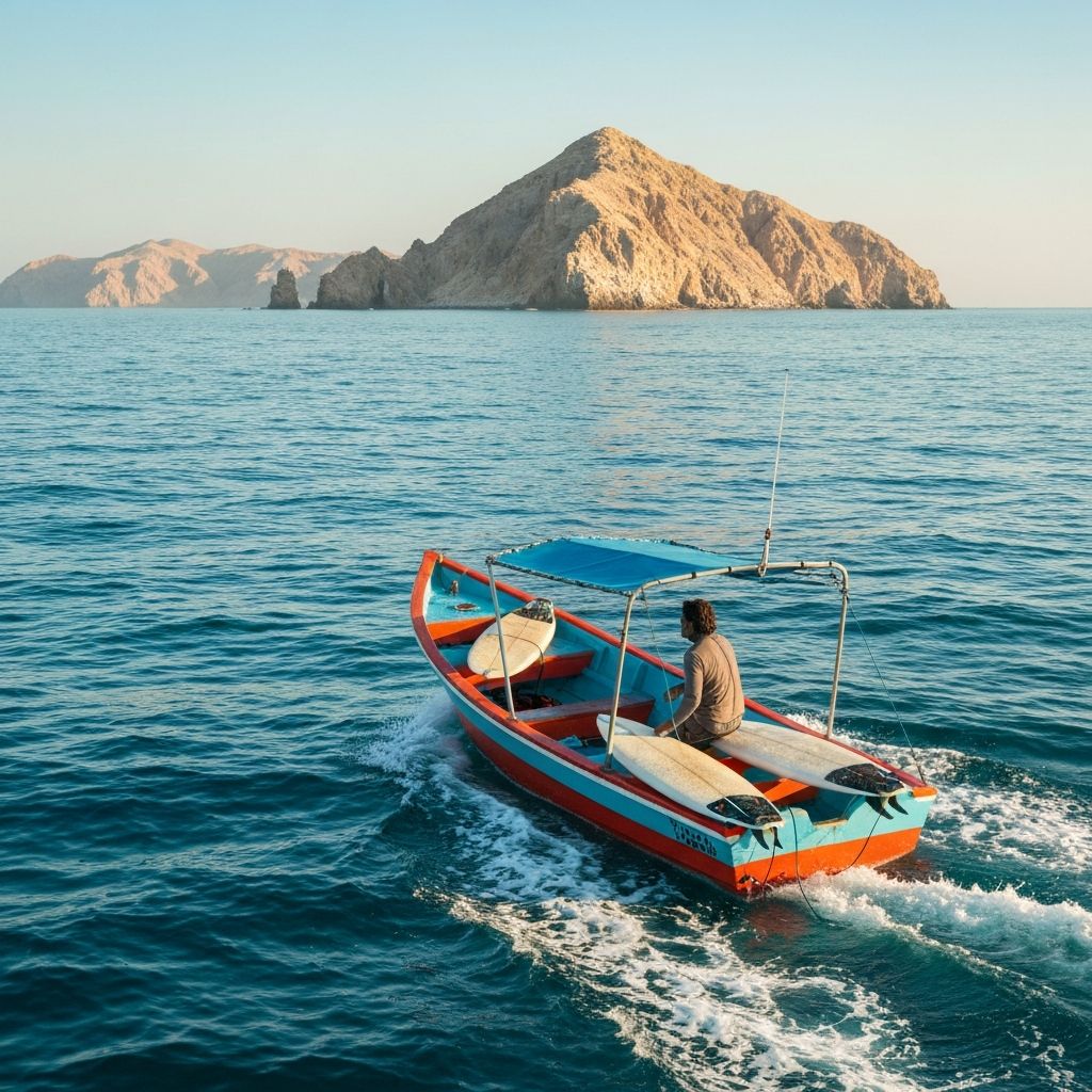 Panga boat loaded with surfboards